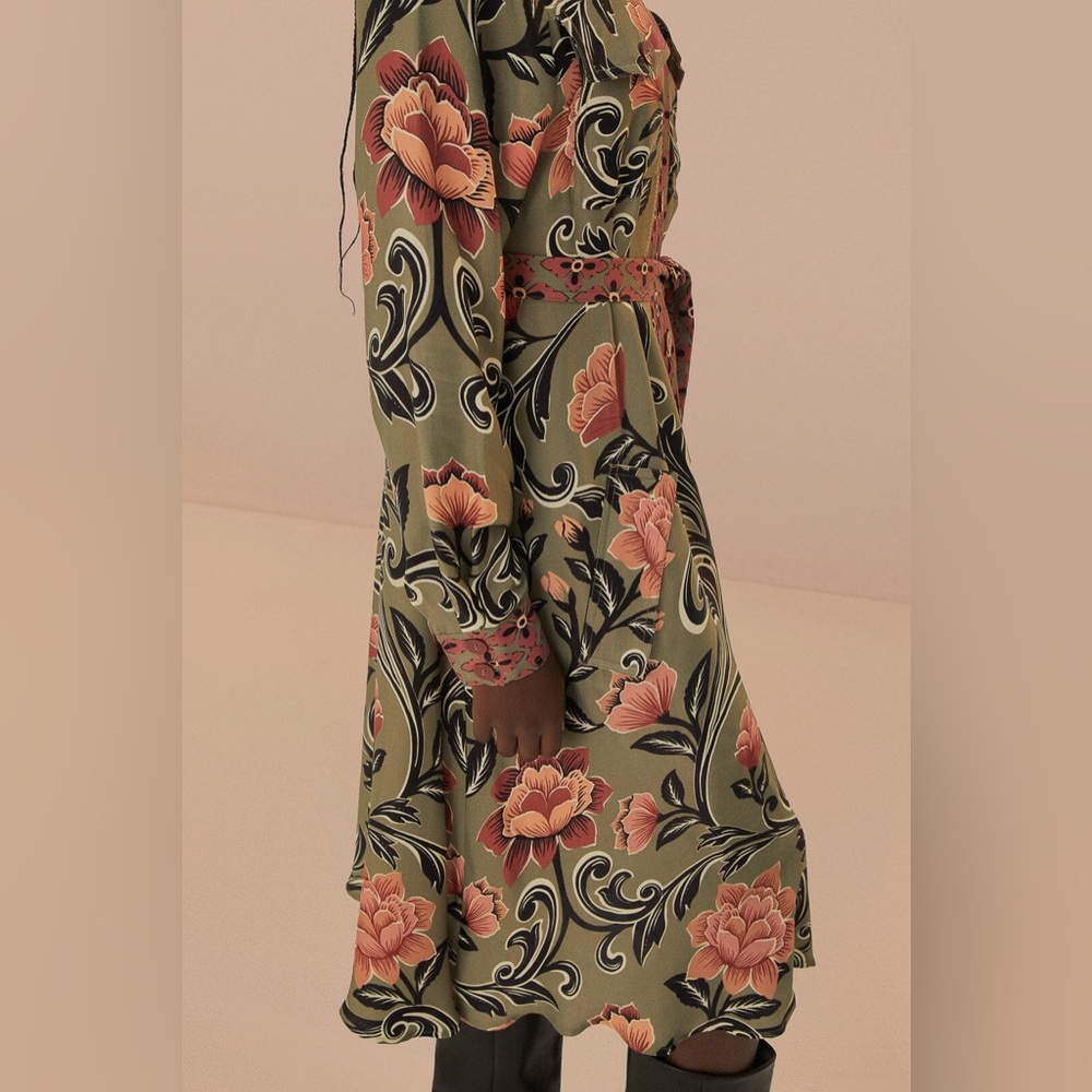 Farm Rio Arabesque Floral Green Midi Dress XS NWOT - Picture 3 of 10